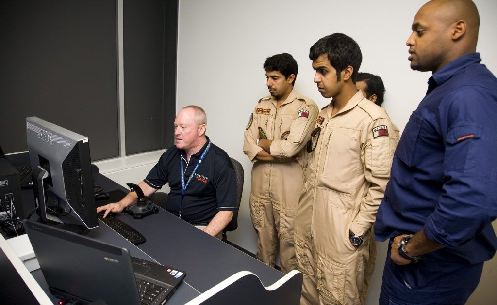 Instructor Steve Jones shows Ali, Mansour and Hamad from the Qatar Emiri Air Force a thing or two. Instructor Steve Jones shows Ali, Mansour and Hamad from the Qatar Emiri Air Force a thing or two.